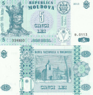 Moldova P9, 5 Leu, King Stefan The Great / St. Demetrius Church, UNC, UV Image - Moldavie