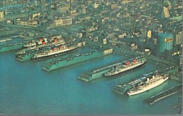 Postcard Aerial View (Vue Aérienne) Of New York CIty Piers And The Docks (Port) (1966) - Tarjetas Panorámicas