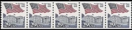 1992 USA Flag Over The White House PNC5 Plate Number Coil Strip PI #7 Sc#2609 Post - Rollen (Plaatnummers)