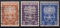 Malaysia Fine Used 1962, Set Of 3, Malaria Eradication, Snake, Insect, Health, Disease,  (sample Image) - Federation Of Malaya