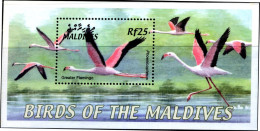 BIRDS-GREATER FLAMINGOS-MS-MALDIVES-2002-MNH-SCARCE-D2-21 - Flamingo