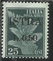 OCCUPAZIONE JUGOSLAVIA YUGOSLAVIA ISTRIA 1945 SURCHARGE ITALY SOPRASTAMPATO ITALIA POSTA AEREA LIRE 0,50 SU 25 CENT. MNH - Joegoslavische Bez.: Istrië