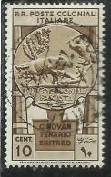 EMISSIONI GENERALI 1932 CINQUANTENARIO ERITREO CENT. 10 C. USATO USED OBLITERE´ - General Issues