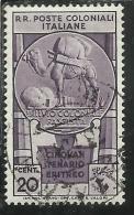 EMISSIONI GENERALI 1932 CINQUANTENARIO ERITREO CENT. 20 C. USATO USED OBLITERE´ - General Issues