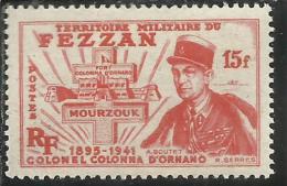 FEZZAN 1949  TERRITORIO MILITARE TERRITOIRE MILITAIRE COLONEL COLONNA D'OMANO COLONNELLO 15f F 15 MNH - Nuovi