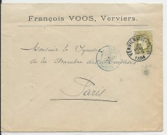 BELGIQUE - 1884 - ENVELOPPE COMMERCIALE De VERVIERS STATION Pour PARIS - 1884-1891 Léopold II