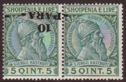 1914 10pa On 5q Pair INVERTED Opt,one Omitted,as SG 41b,vfm For More Images, Please Visit... - Albanien