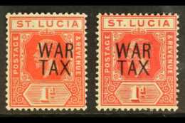 1916 (June) 1d Scarlet & 1d Carmine-red "War Tax" Overprints Both Listed Shades, SG 89 & 89b, Very Fine... - St.Lucia (...-1978)