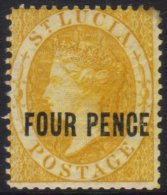 1882-84 4d Yellow, SG 27, Good Mint Example With Lovely Fresh Colour. For More Images, Please Visit... - St.Lucia (...-1978)