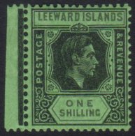 1942 1s Black And Grey / Emerald, SG 110bb, Very Fine Mint. For More Images, Please Visit... - Leeward  Islands