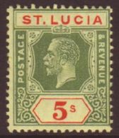 1921-30 5s Green And Red On Pale Yellow, SG 105, Fine Mint For More Images, Please Visit... - St.Lucia (...-1978)