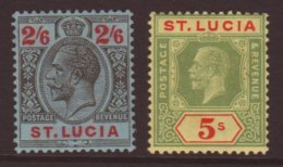 1921-30 2s 6d And 5s SG 104/05, Vf Mint. (2) For More Images, Please Visit... - St.Lucia (...-1978)
