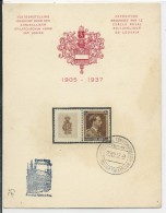 BELGIQUE - 1937 - CARTE SOUVENIR De L'EXPO PHILATELIQUE De LOUVAIN (LEUVEN) - TIMBRE Avec VIGNETTE ATTENANTE - 1934-1935 Leopoldo III