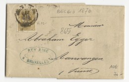 BELGIQUE - 1876 - LETTRE ILLUSTREE à L'INTERIEUR De BRUXELLES Pour AARWANGEN (SUISSE) - 1869-1883 Léopold II