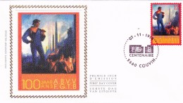 2788  FDC Soie J0 Belgique Syndicat Fgtb 100 Ans 7-11-1998 5660 Couvin - 1991-2000