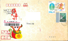 CHINE CHINA Lettre Recommandée Registered Avril 2016 Forte Faciale Dauphin Singe Jouet - Covers & Documents