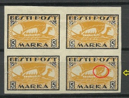 ESTLAND Estonia 1919 Michel 13 X (white Paper) In 4-block + ERROR Abart MNH/MH - Estonie