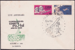 1966-CE-48 CUBA 1966 SPECIAL CANCEL. DIA DEL COHETE POSTAL. POSTAL ROCKET SPACE COSMOS. - Cartas & Documentos