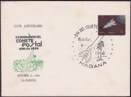 1966-CE-51 CUBA 1966 SPECIAL CANCEL. DIA DEL COHETE POSTAL. POSTAL ROCKET SPACE COSMOS. - Brieven En Documenten