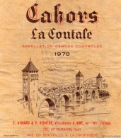 Etiquette Vin LA COUTALE  1970   Appellation CAHORS Controlée E AYMARD & V BERNEDE Viticulteurs à VIRE - Cahors