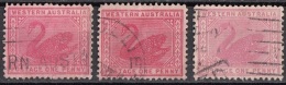 62 Western Australia 1890-1893 Lotto Di 3 Francobolli Viaggiati Used - Used Stamps