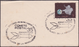 1974-CE-9 CUBA 1974 SPECIAL CANCEL. 35 ANIV COCHETE POSTAL. POSTAL ROCKET. SPACE COSMO. - Covers & Documents