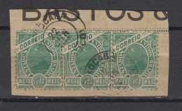 Brazil Brasil Mi# 142 50R MADRUGADA Green Strip Of 3 On Fragment SOROCABA Postmark - Used Stamps