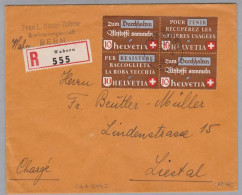 Schweiz KSZ Zusammendruck 1942-05-23 R-Brief M.Altstoff VB Zu# 254 I - Se-Tenant