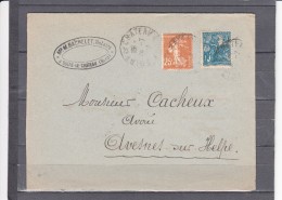 Lettre De  SOLRE-le-CHATEAU   Nord  Le 26 7 1929  Pour AVESNES Sur HELPE   Affranchie Avec 2 Timbres - Autres & Non Classés