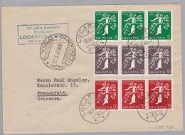 Schweiz KSZ Zusammendruck  1940-03-18 Locarno  Flugpost Brief M.Zu# Z25a, Z26b, Z27c - Zusammendrucke