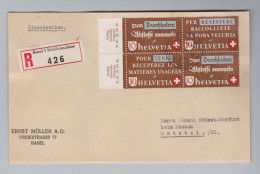 Schweiz KSZ Zusammendruck 1942-03-30 Zusammendruck Zu#254 II Auf R-Brief - Se-Tenant