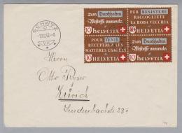 Schweiz KSZ Zusammendruck 1942-08-01 Brief Altstoff VB Zu# Z 254 II - Zusammendrucke