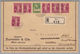 Schweiz KSZ Zusammendruck 1927-06-28 R-Brief Zu#Z 12 Zumstein Bern - Se-Tenant