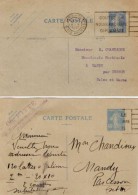 TB 975 - 2 Entiers Postaux Type Carte Postale OB PARIS 12 Pour NANDY Par CESSON - Goutez Le Nouveau Cigare Diplomate - Cartes Postales Types Et TSC (avant 1995)