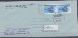 AAT 1979 Macquarie Island RAAF Orion Airdrop Aerogramme Signed (+info Letter) (29197) - Lettres & Documents