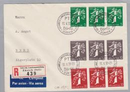 Schweiz KSZ Zusammendruck 1939-05-13 R-Brief Landi Mit Zu#225,26,27a - Zusammendrucke