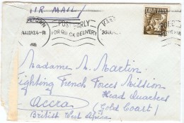 LBL37ETR - AFRIQUE DU SUD - LETTRE  DU 24/8/1943 POUR ACCRA CENSURE - Lettres & Documents