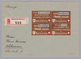 Schweiz KSZ Zusammendruck 1942-04-02 R-Brief M.Altstoff VB Zu#256 I - Se-Tenant