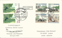 SF 72.3, LUPO - Philatélie, Hambourg - Zurich - Luzern, Swissair, DC-9, 1972 - First Flight Covers
