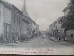 CPA 81 Tarn Soual La Grande Rue Et Le Clocher Série Le Tarn Illustré - Otros & Sin Clasificación