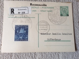 Luxembourg Carte-double Oblitérée, Se Tenant Avec Charnière 1947 - Stamped Stationery