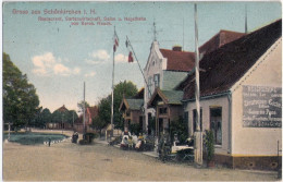 Gruss Aus SCHÖNKIRCHEN Kr Plön Restaurant Salon Mit Piano Kegelbahn 1.11.1915 FeldPost KIEL ELLERBEK - Kiel