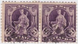 1899-225 CUBA. US OCCUPATION. 1899. Ed.32. 3c. INDIA SOURCE FANCY CANCEL PAIR. - Used Stamps