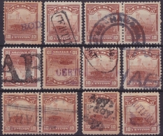 1905-100 CUBA. REPUBLICA. 1905. Ed.179. 10c. CAMPO ARADO. FANCY CANCEL LOT - Used Stamps