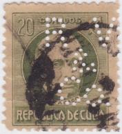 1917-265 CUBA. REPUBLICA. 1917. PATRIOT. 20c. PERFINS "R. V & Cº". RICARDO VELOSO BOOK STORE. - Gebruikt