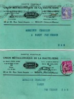 TB 985 - 2 Cartes Postales Publicitaires  U.M.H.S MELUN Pour NANDY Par CESSON - Other & Unclassified