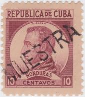 1937-231 CUBA. REPUBLICA. 1937. Ed.318. ESCRITORES. 10c HONDURAS MORAZAN. MUESTRA PROOF. GOMA MANCHAS. - Usati