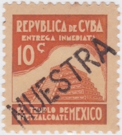 1937-239 CUBA. REPUBLICA. 1937. Ed.326. ESCRITORES. 10c MEXICO ARCHEOLOGY. MUESTRA PROOF. GOMA MANCHAS. - Oblitérés