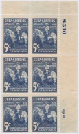 1939-151 CUBA. REPUBLICA. 1939. Ed.335. CALIXTO GARCIA. 5c PLATE NUMBER BLOCK 6 NO GUM. - Oblitérés