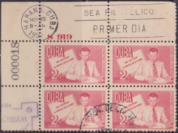 1951-203 CUBA. REPUBLICA. 1951. Ed.465. ANTONIO GUITERAS. 2c PLATE NUMBER USED. - Oblitérés
